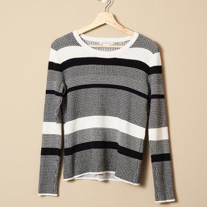 Vtg Liz Claiborne Black/White Striped Sweater S